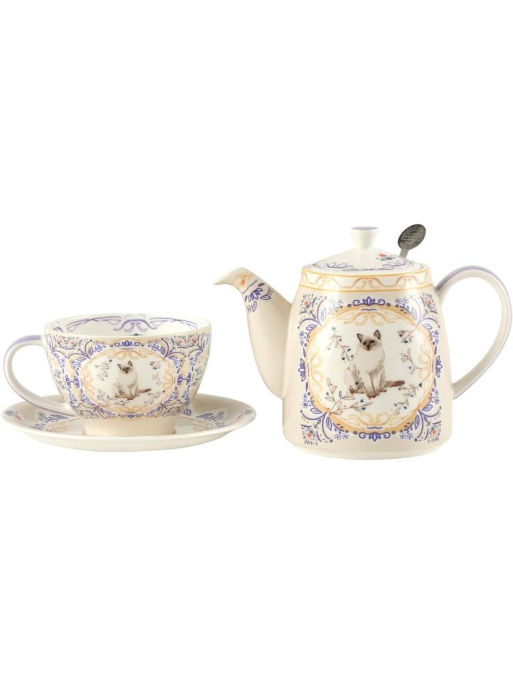 Charming Bone China Teapot Set for One, Cute Animal Pattern, Afternoon Tea